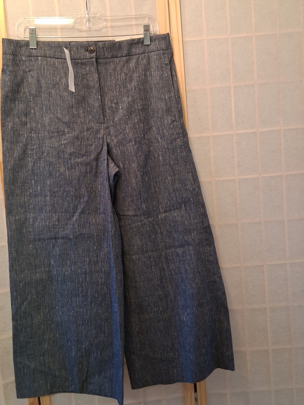 Ann Taylor Wide-Leg Linen-Blend Jeans in Chambray Blue
